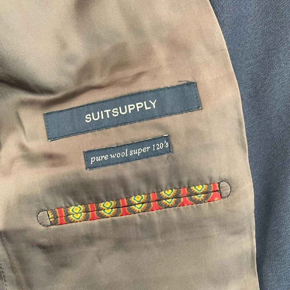 SuitSupply‎ 2-Button 120's Wool Suit 40L Blue Trousers 33x34 Surgeons Cuffs CEO